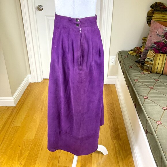 Jaeger Skirt Suede Maxi Vintage Purple (12UK, 26”waist, S/XS) - Picture 2 of 8